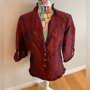Burgundy Women's Jacket with Embroidery by Agora